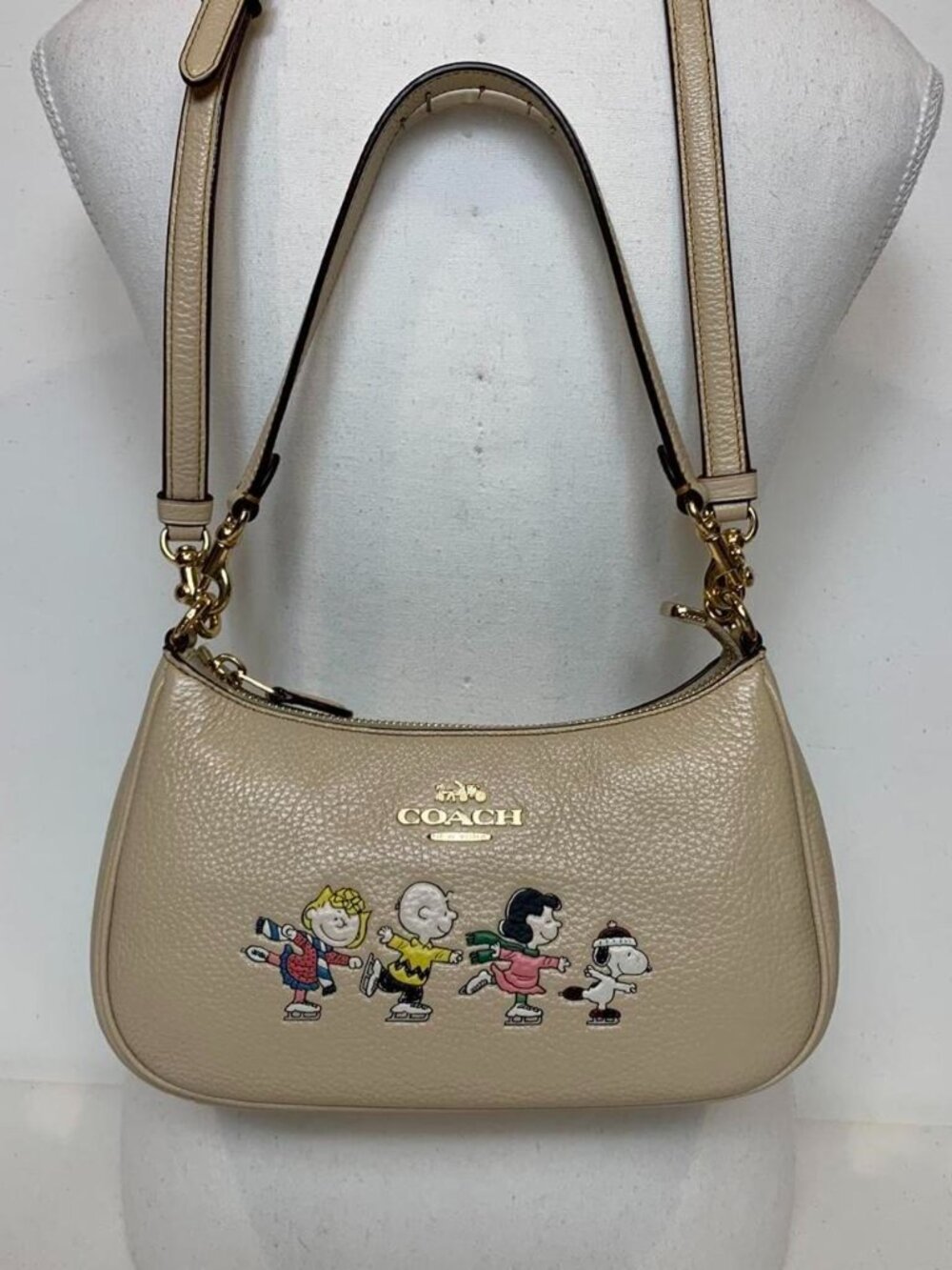 Beige Coach x Peanuts Teri Shoulder Bag